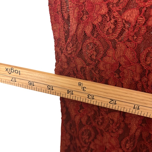 Warehouse Red Sheer Floral Lace Midi Dress UK 8 / US 4 festival bohemian boho - Picture 13 of 15